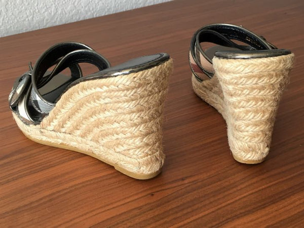 BURBERRY Authentic Size 5.5 - 6 Nova Check Wedge Sandals