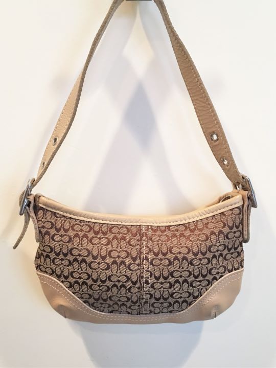 COACH Tan Canvas and Leather Mini Hobo Bag - CLEARANCE