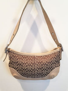 COACH Tan Canvas and Leather Mini Hobo Bag