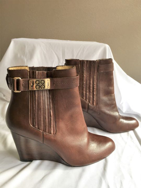COACH Size 10 Brown Leather Ankle Boots