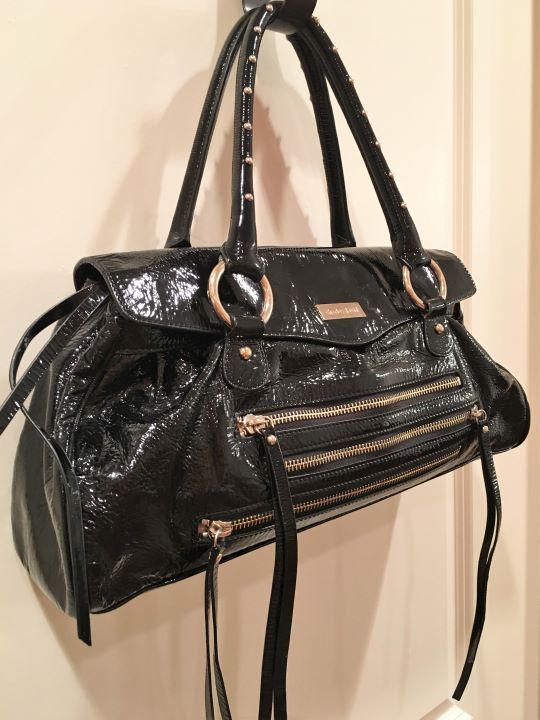 Charles David Black Patent Leather Shoulder Bag