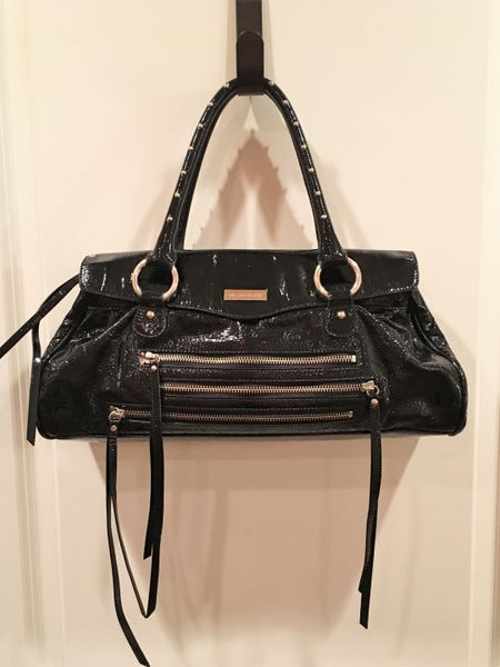 Charles David Black Patent Leather Shoulder Bag