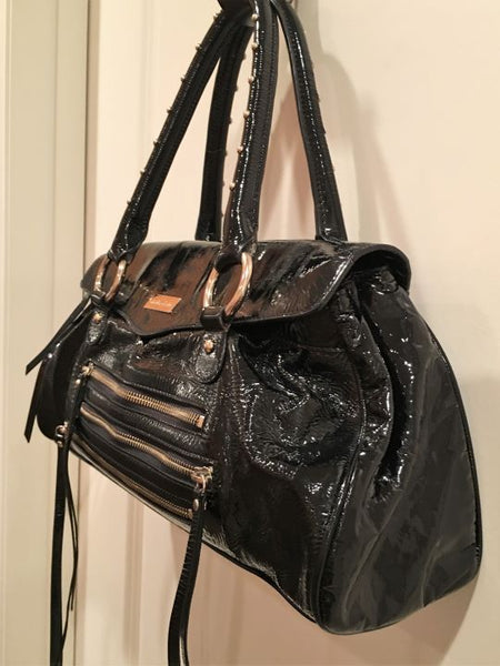 Charles David Black Patent Leather Shoulder Bag