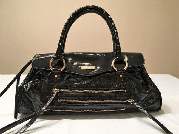 Charles David Black Patent Leather Shoulder Bag