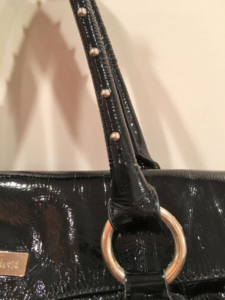 Charles David Black Patent Leather Shoulder Bag
