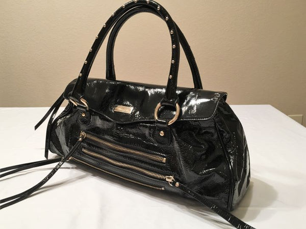 Charles David Black Patent Leather Shoulder Bag