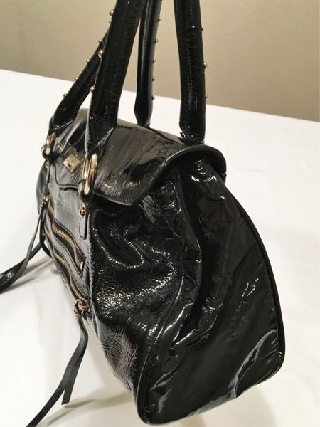 Charles David Black Patent Leather Shoulder Bag