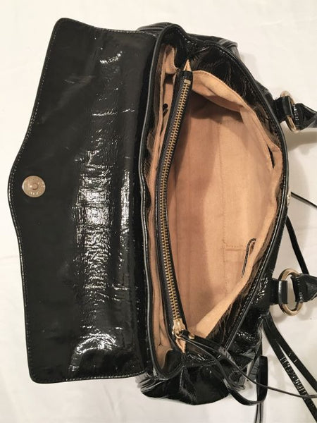 Charles David Black Patent Leather Shoulder Bag