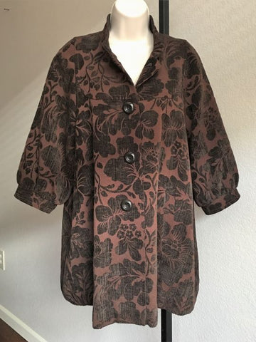 Elevenses Anthropologie Size 2 Brown Tapestry Coat - CLEARANCE