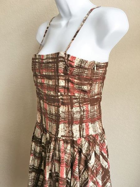 Elevenses Anthropologie Size 6 Brown Plaid Sundress