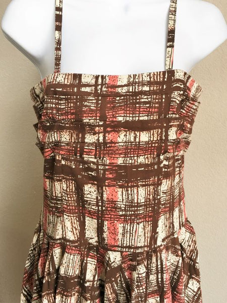 Elevenses Anthropologie Size 6 Brown Plaid Sundress