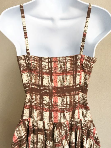 Elevenses Anthropologie Size 6 Brown Plaid Sundress