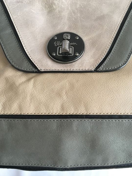 Elliot Lucca Gray and Beige Leather Shoulder Bag - CLEARANCE