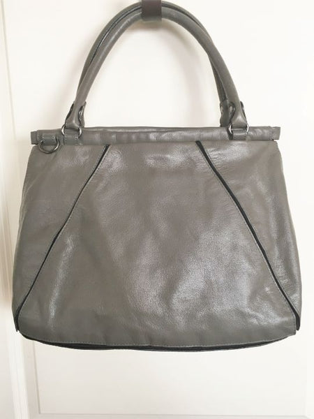 Elliot Lucca Gray and Beige Leather Shoulder Bag