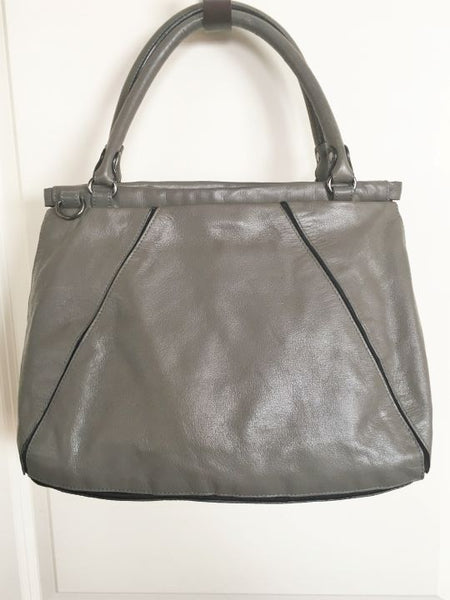 Elliot Lucca Gray and Beige Leather Shoulder Bag - CLEARANCE