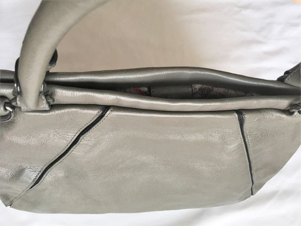 Elliot Lucca Gray and Beige Leather Shoulder Bag - CLEARANCE