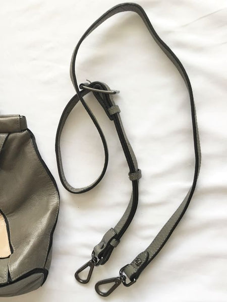 Elliot Lucca Gray and Beige Leather Shoulder Bag - CLEARANCE