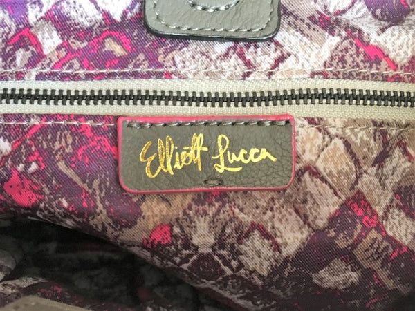 Elliot Lucca Gray and Beige Leather Shoulder Bag - CLEARANCE