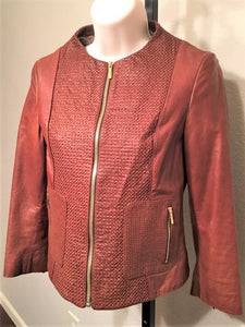 FENDI Authentic SMALL Cognac Woven Leather Jacket - RETAILED AT $2,500
