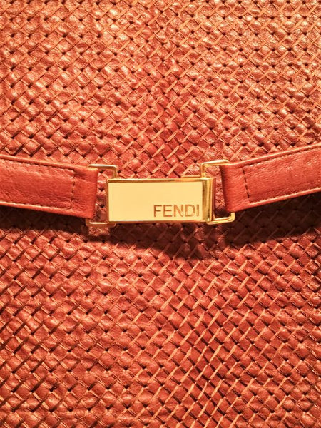 FENDI Authentic SMALL Cognac Woven Leather Jacket - RETAILED AT $2,500