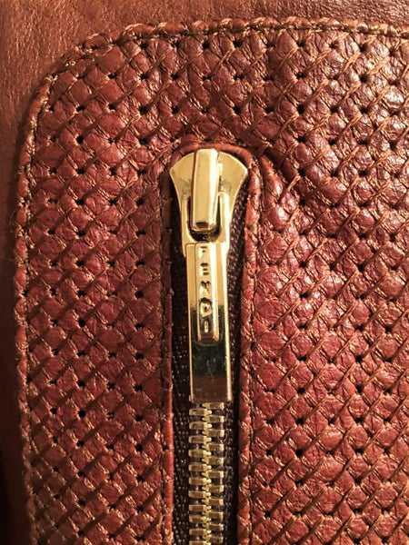 FENDI Authentic SMALL Cognac Woven Leather Jacket - RETAILED AT $2,500