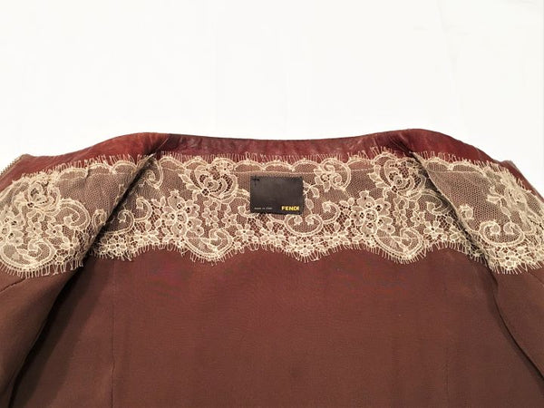 FENDI Authentic SMALL Cognac Woven Leather Jacket - RETAILED AT $2,500