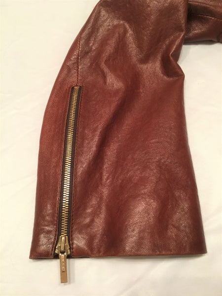FENDI Authentic SMALL Cognac Woven Leather Jacket - RETAILED AT $2,500