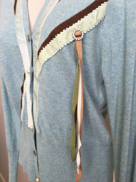 HWR Anthropologie MEDIUM Aqua Blue Cardigan - CLEARANCE