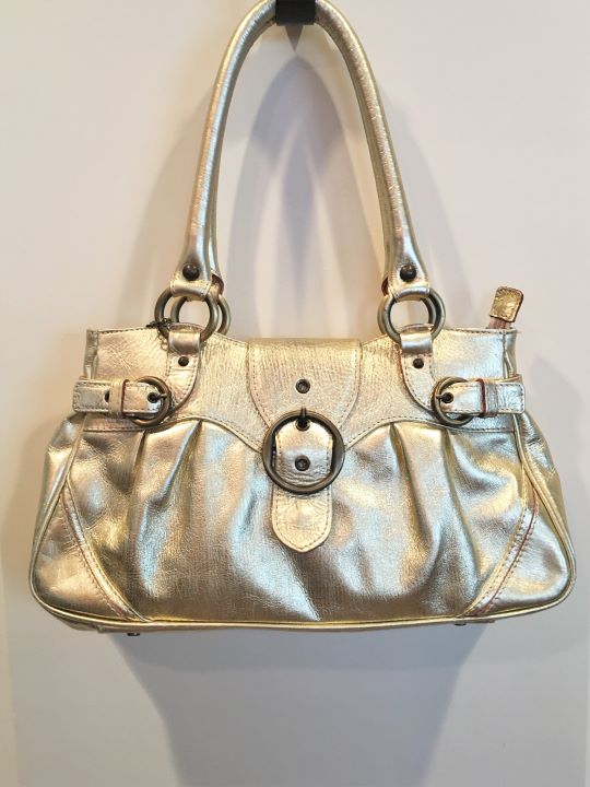 Helen Welsh Gold Leather Shoulder Bag - CLEARANCE