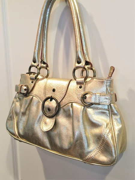 Helen Welsh Gold Leather Shoulder Bag - CLEARANCE