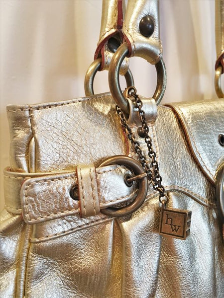 Helen Welsh Gold Leather Shoulder Bag - CLEARANCE