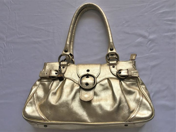 Helen Welsh Gold Leather Shoulder Bag - CLEARANCE