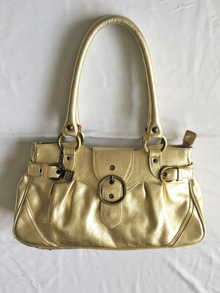 Helen Welsh Gold Leather Shoulder Bag - CLEARANCE