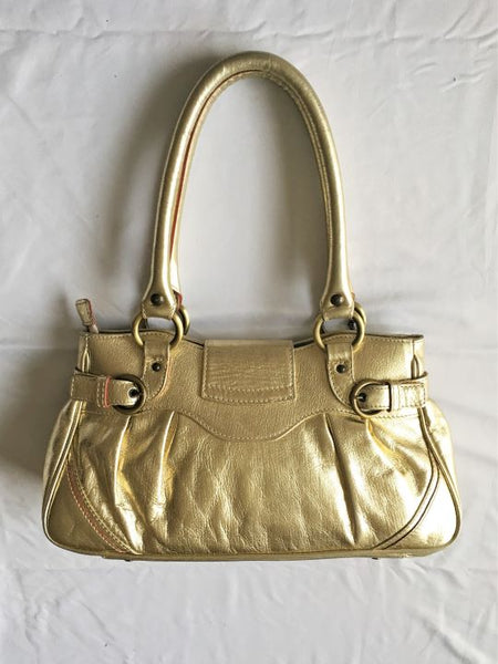 Helen Welsh Gold Leather Shoulder Bag - CLEARANCE