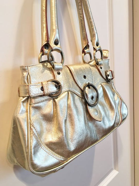 Helen Welsh Gold Leather Shoulder Bag - CLEARANCE