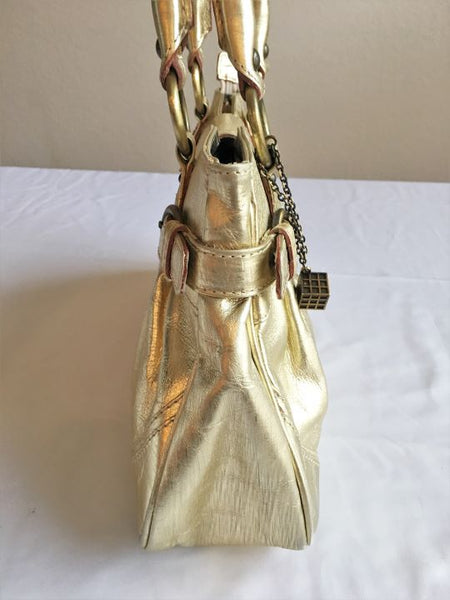 Helen Welsh Gold Leather Shoulder Bag - CLEARANCE