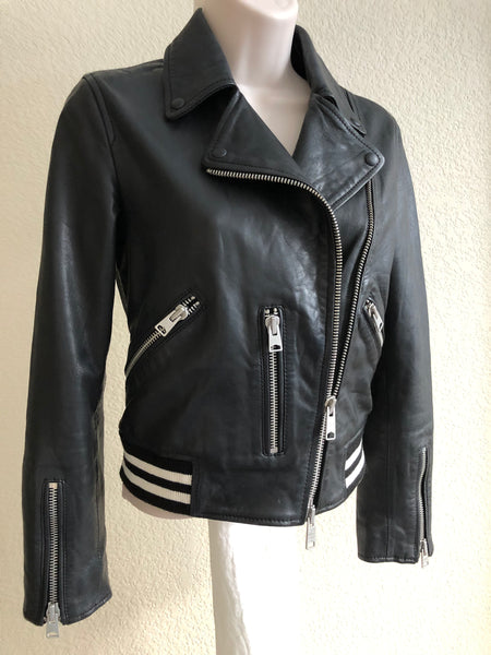 AllSaints Size 0 Balfern Black Leather Jacket