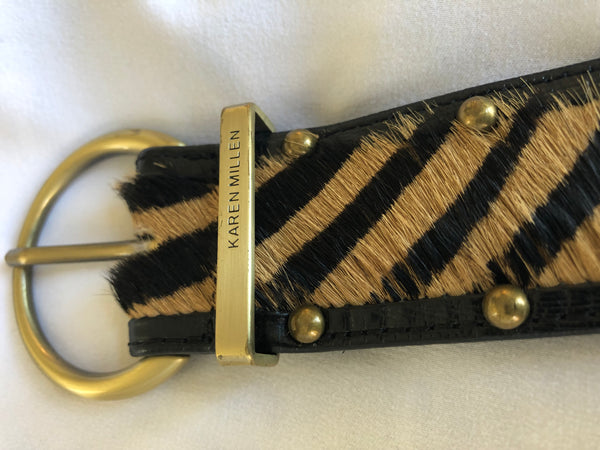 Karen Millen SMALL Black Zebra Pony Hair Belt