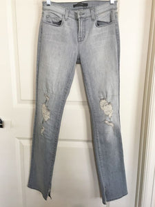 J Brand Size 2 Sweet Gray Mid Rise Rail Distressed Jeans