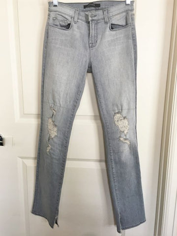 J Brand Size 2 Gray Skinny Rail Distressed Jeans - CLEARANCE