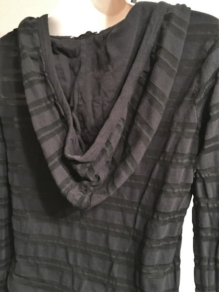 James Perse SMALL Black Sheer Striped Hoodie Tee - CLEARANCE