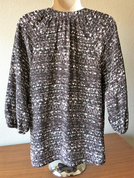Joie Size XS Brown and White Silk Top