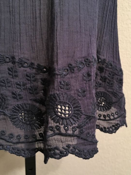 Joie Size XS Navy Top with Lace Sleeves and Hem - CLEARANCE