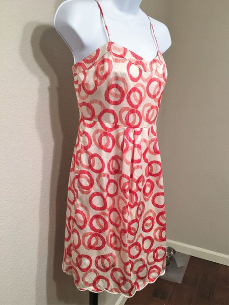 Juicy Couture Size 2 Cream and Red Silk Sundress - CLEARANCE