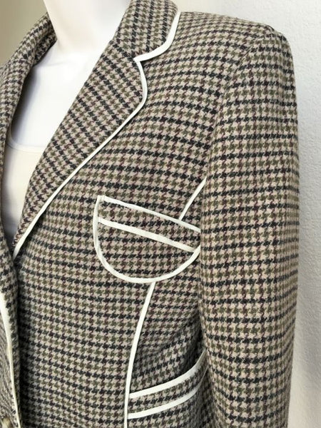 Juicy Couture Size Medium Wool Houndstooth Blazer - CLEARANCE
