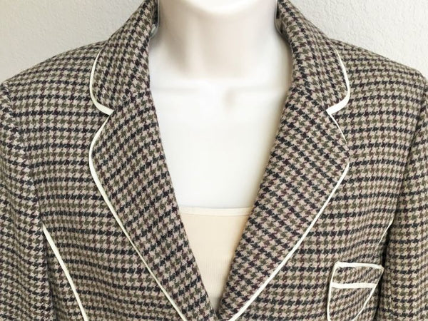 Juicy Couture Size Medium Wool Houndstooth Blazer - CLEARANCE