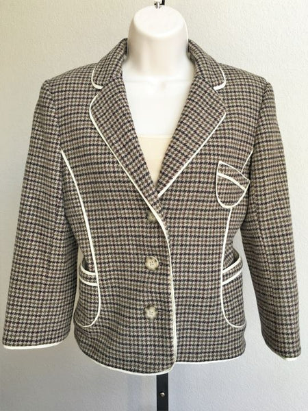 Juicy Couture Size Medium Wool Houndstooth Blazer - CLEARANCE
