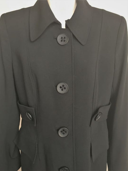 Magaschoni Size 4 Long Black Wool Coat - CLEARANCE