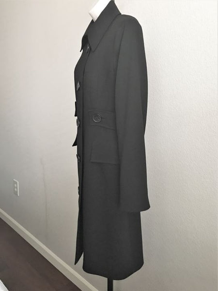 Magaschoni Size 4 Long Black Wool Coat - CLEARANCE
