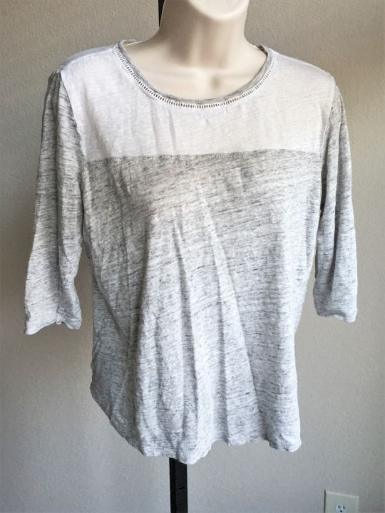 Maison Scotch SMALL Two-Tone Gray and White Tee